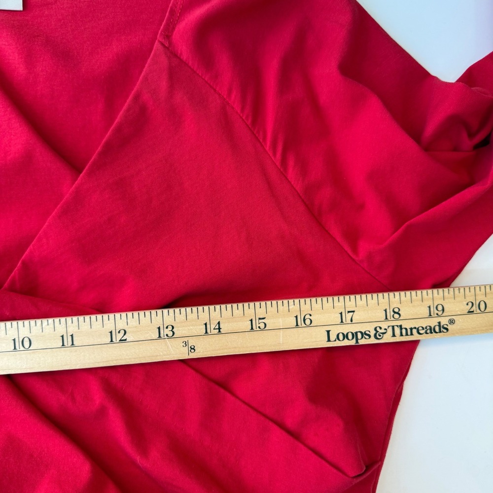 Sundance Ruched Wrap Top XL Red Long Sleeve Stretch‎ Boho Romantic Blouse - Picture 9 of 10
